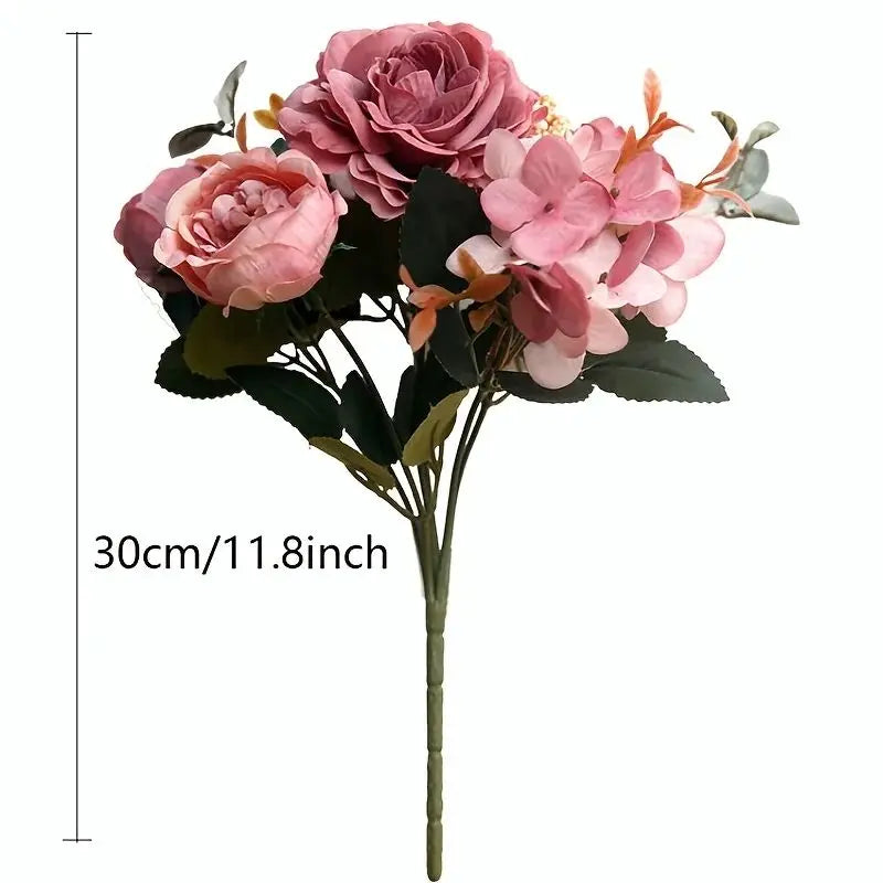 Retro Hydrangea Core Fake Peony Bouquet Simulation Wholesale Wedding Staircase Decorative Artificial Flowers Silk Flowers