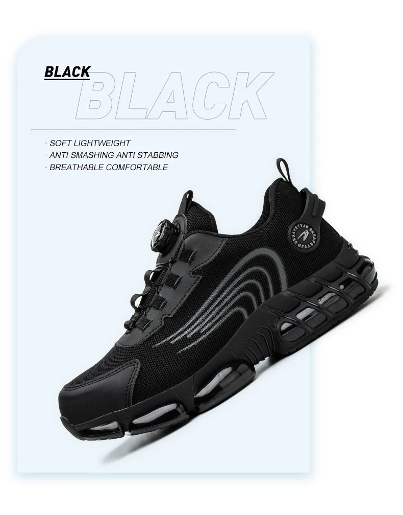 Rotating Button Safety Shoes Men Work Sneakers Indestructible Shoes Puncture-Proof Protective Shoes Work Boots Steel Toe Shoes