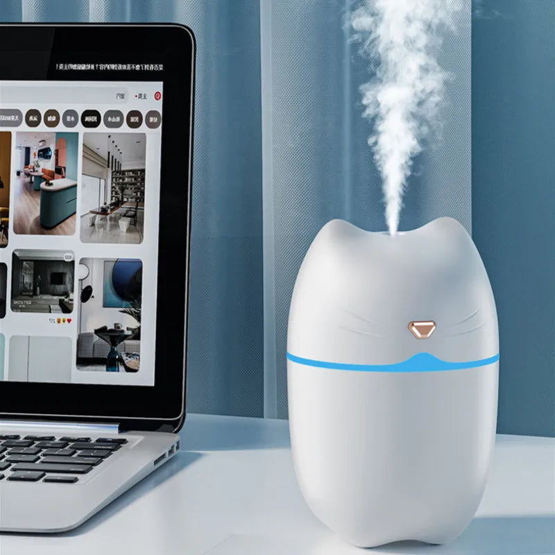 hot sale 350ml Cute Cat Air Humidifier Diffuser USB Mist Maker Mini Humidificador with night light