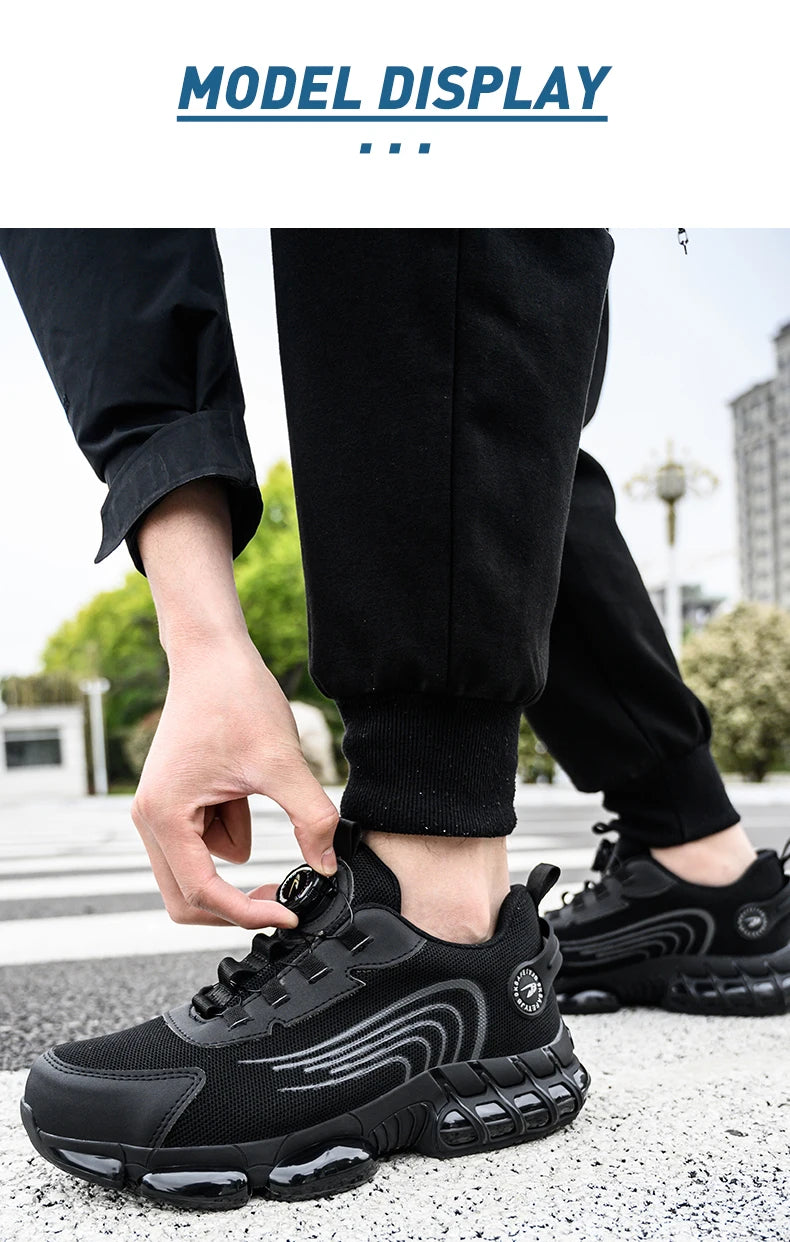 Rotating Button Safety Shoes Men Work Sneakers Indestructible Shoes Puncture-Proof Protective Shoes Work Boots Steel Toe Shoes