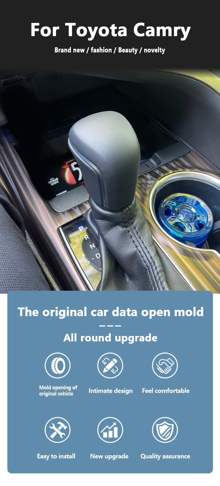 Auto leather shift knob gear stick shifter for Toyota Camry XV70 V70 2018 2019 2021 Levin Yaris Avalon Corolla 2020 accessories