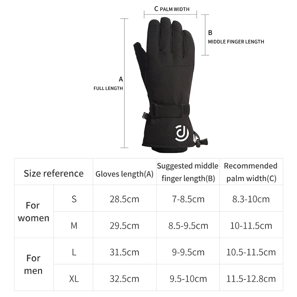 LOOGDEEL Ski Gloves Warm Winter Snowmobile Snow Snowboard Thermal Gloves Waterproof Touchscreen Function Windproof Plush Mittens