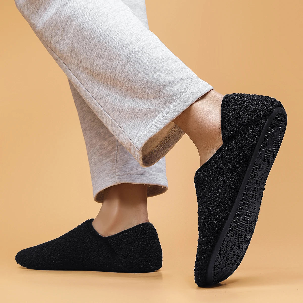 Indoor household shoes men's slippers soft-soled casual shoes non-slip lightweight fleece cotton shoes