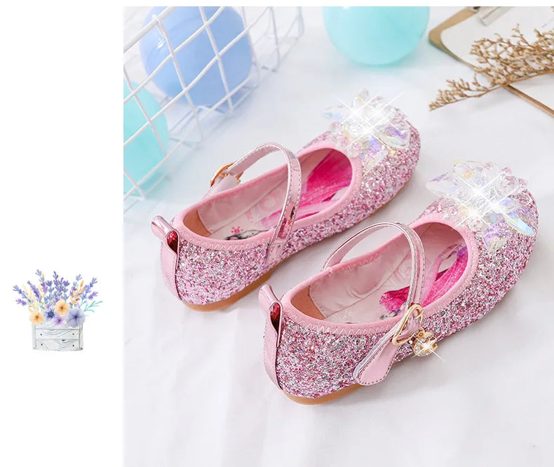 Disney Princess Crystal Shoes New Girls Single Shoes Frozen Aisha Sophia Rhinestones Shoes Performance Party Shoes Size 22-36