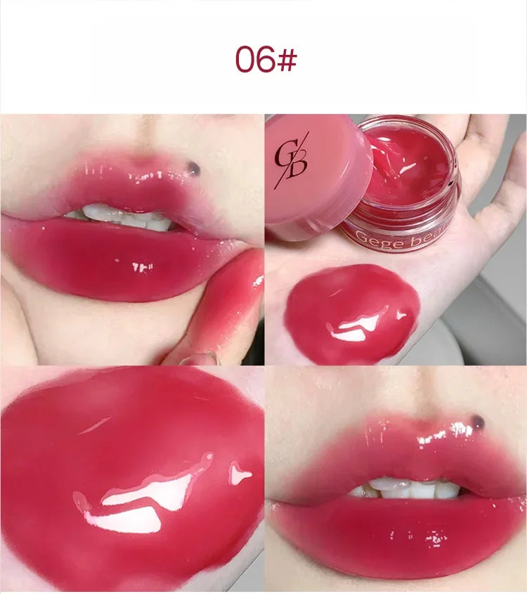 Heallor Canned Jam Lip Gloss Gege Bear Jam Lip Honey Moisturizing and Shiny Mirror Non Sticky Makeup Lip Glaze