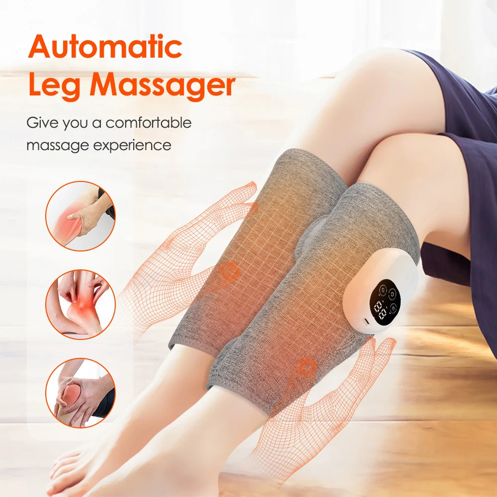 Electric Air Pressure Calf Massager Wireless Airbag Kneading Heating Foot Calf Muscle Massage Relaxation Blood Circulation