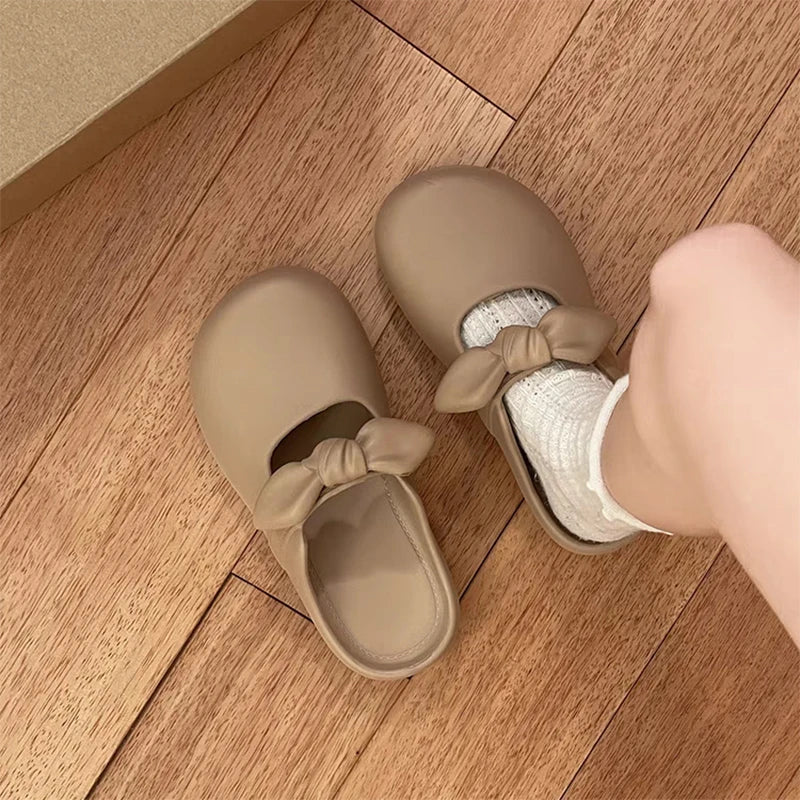 Summer Bow Knot Slipppers Platform Non-slip Outdoor Slippers Women's Sandals Comfortable Flip Flops House Shoes Ladies