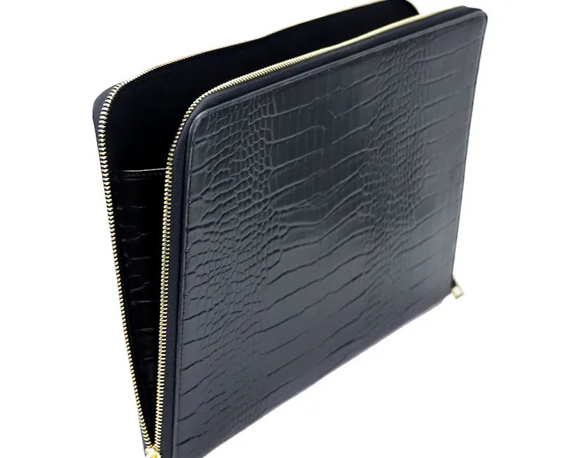 Free Customized Letters Laptop Bag For Macbook 13inch Computer Crocodile Pattern Pu Leather Briefcase Saffiano Travel Pouch