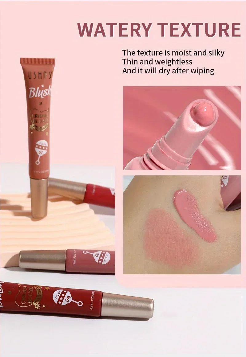 4 Colors Lasting Natural Liquid Blush Eyeshadow Liquid Contouring Face Blusher Waterproof Facial Blush Stick Light Liquid Blush