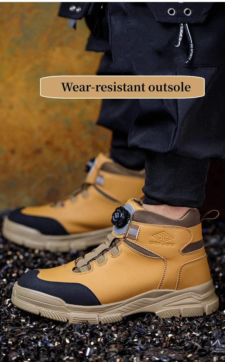 Rotating Button Safety Boots Men Women Steel Toe Shoes Winter Work Safety Shoes Indestructible Protective Security Work Boots