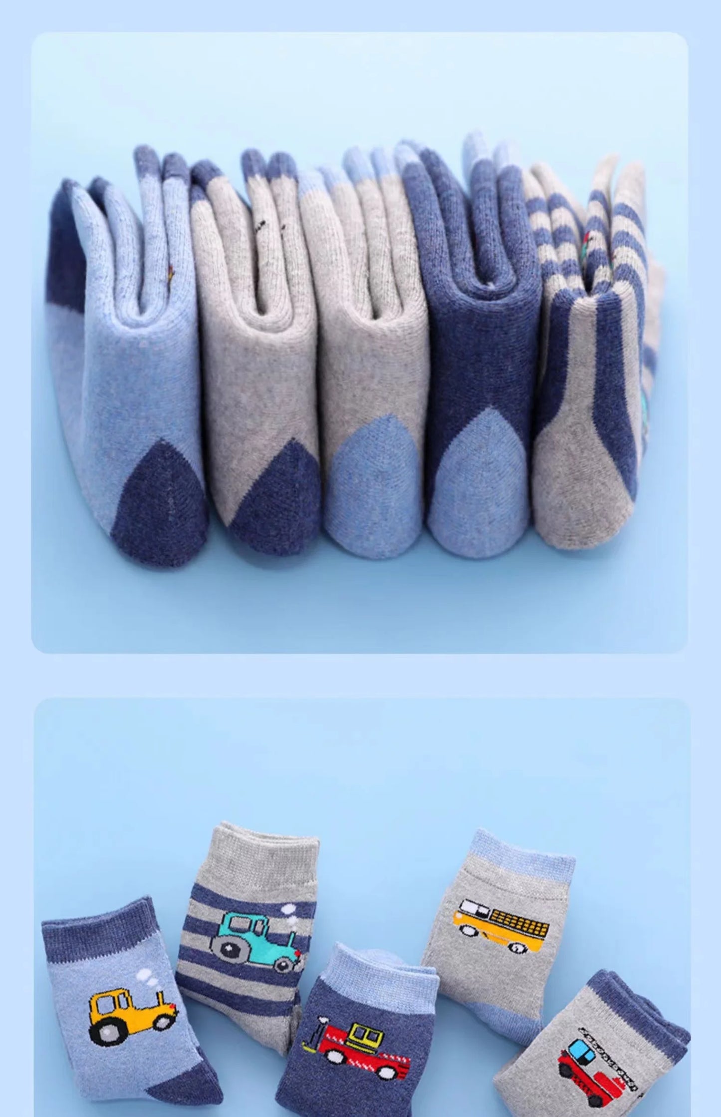 5Pairs 1-16Years Terry Socks for Children cartoon children's fashion wholesale to resell socks little car Delicate and soft
