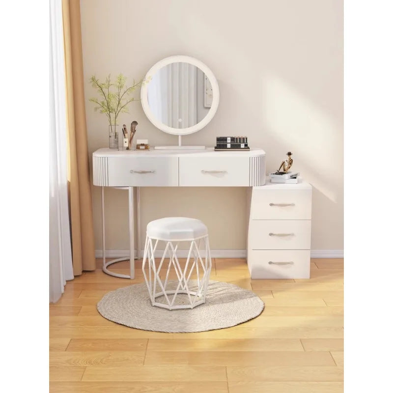 Cream wind small apartment dresser storage cabinet integrated white Nordic simple dressing table Internet celebrity glass makeup