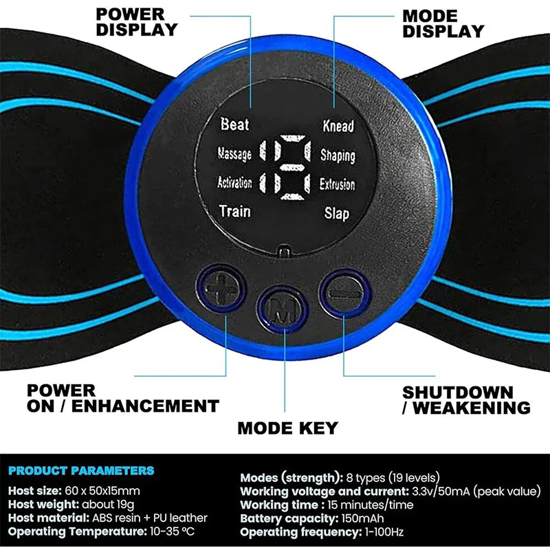 Rechargeable Electric Body Neck Massager Mini Cervical Waist Back Massage Patch Stimulator Massageador Portable Gel Pad Sticker