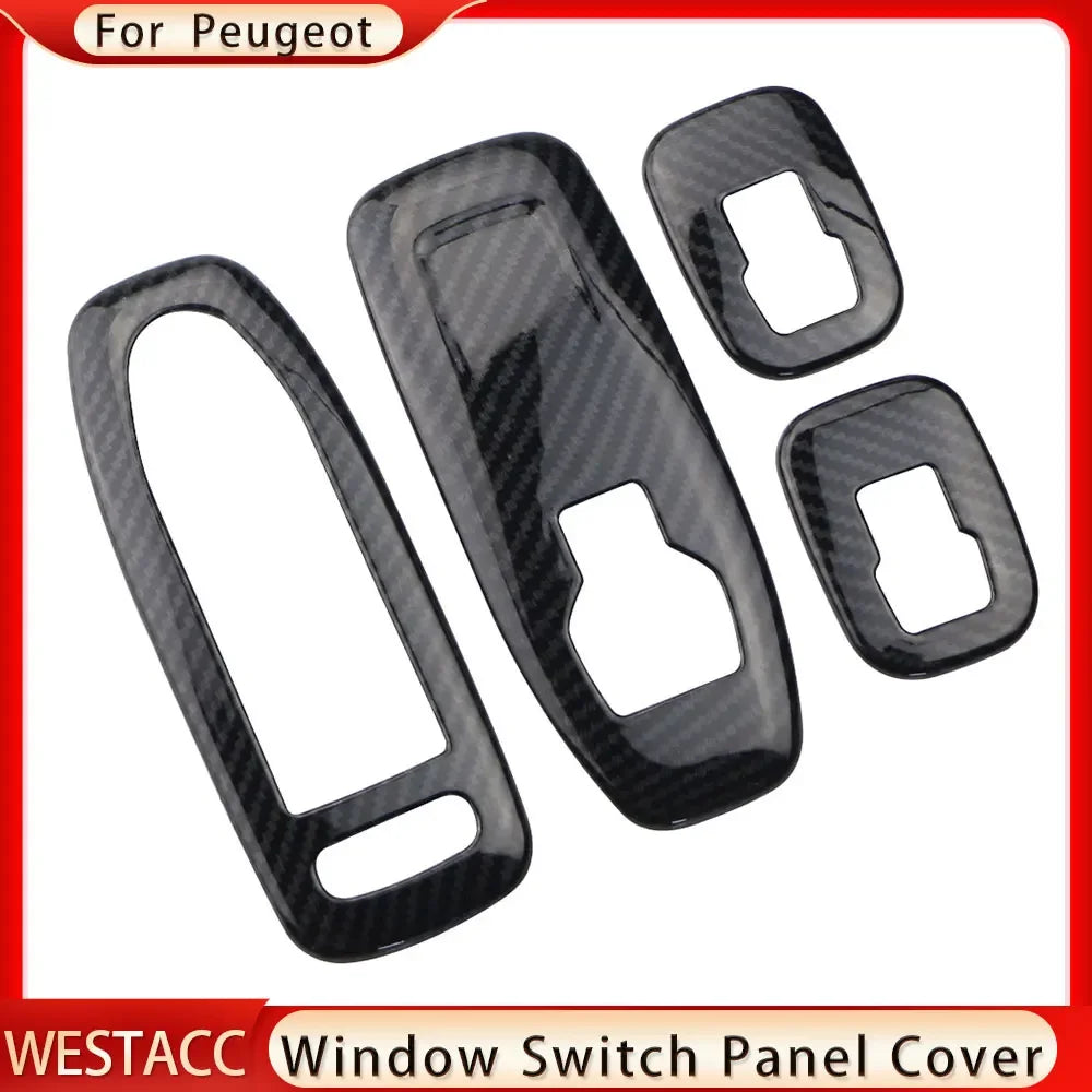Car Window Lifter Switch Panel Cover for Peugeot 2008 2014 2015 2016 2017 2018 2019 Trim Sticker 4Pcs ABS Chrome Accessories
