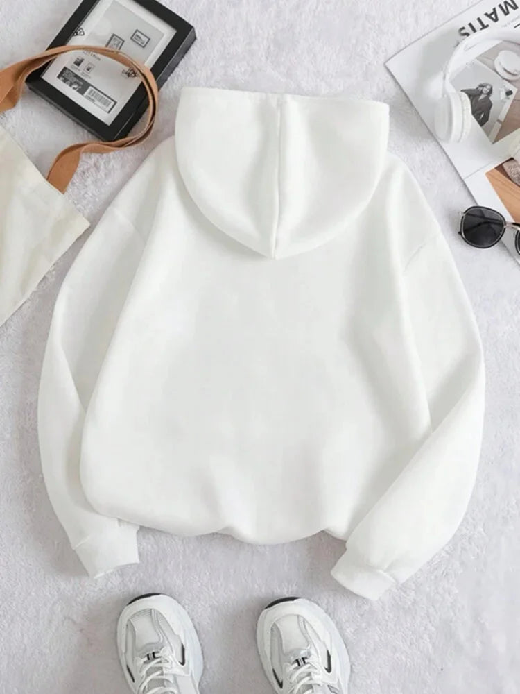 Korean Fashion Solid Color New in Hoodies & Sweat-shirt Woman Clothing Black Hoodie Pullover Women Hooded Sweatshirt Woman Coats