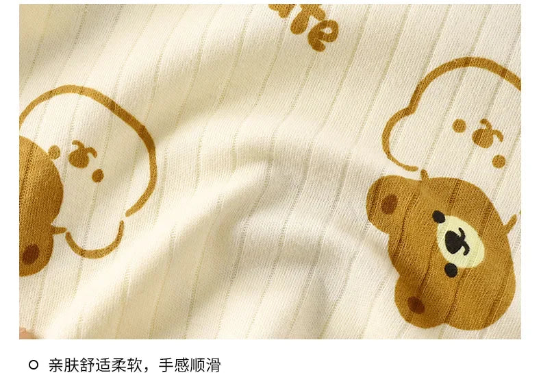 Kids Boys Girls Pure Cotton Warm Pajamas Cute Cartoon Long Sleeve T-Shirt + Pants Toddler Baby Autumn Underwear Clothing Sets
