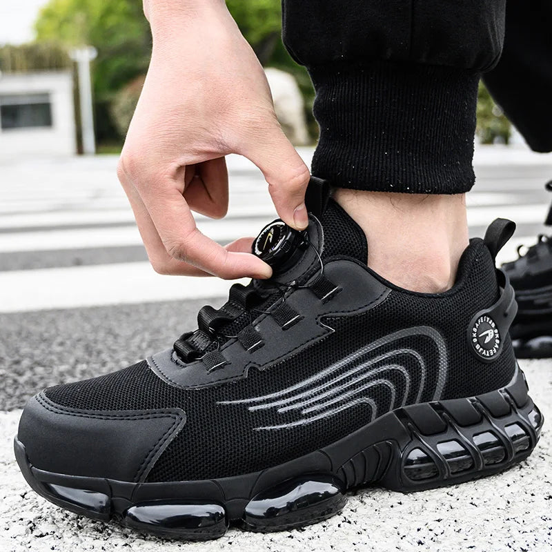 Rotating Button Safety Shoes Men Work Sneakers Indestructible Shoes Puncture-Proof Protective Shoes Work Boots Steel Toe Shoes