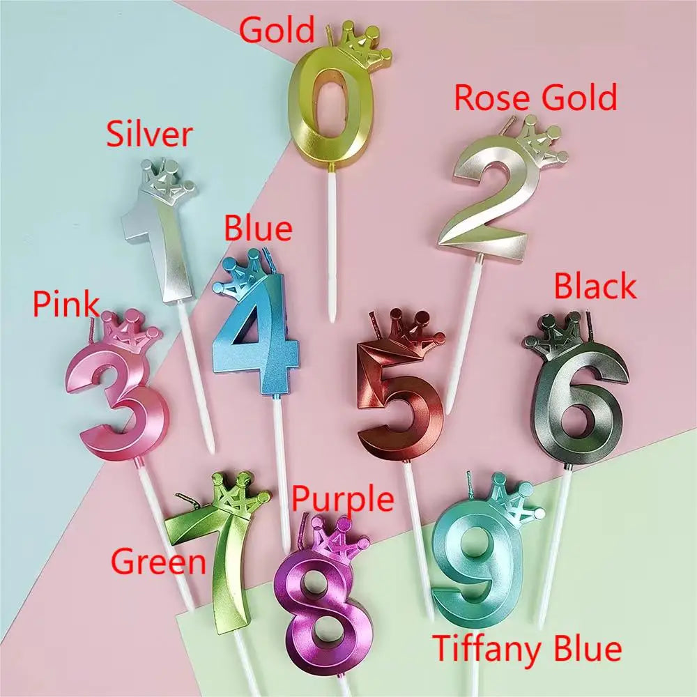 0123456789 High Quality Crown Digital Candles Cake Decorations Age Years Happy Birthday Holiday Boy Girl Colorful Party Supplies