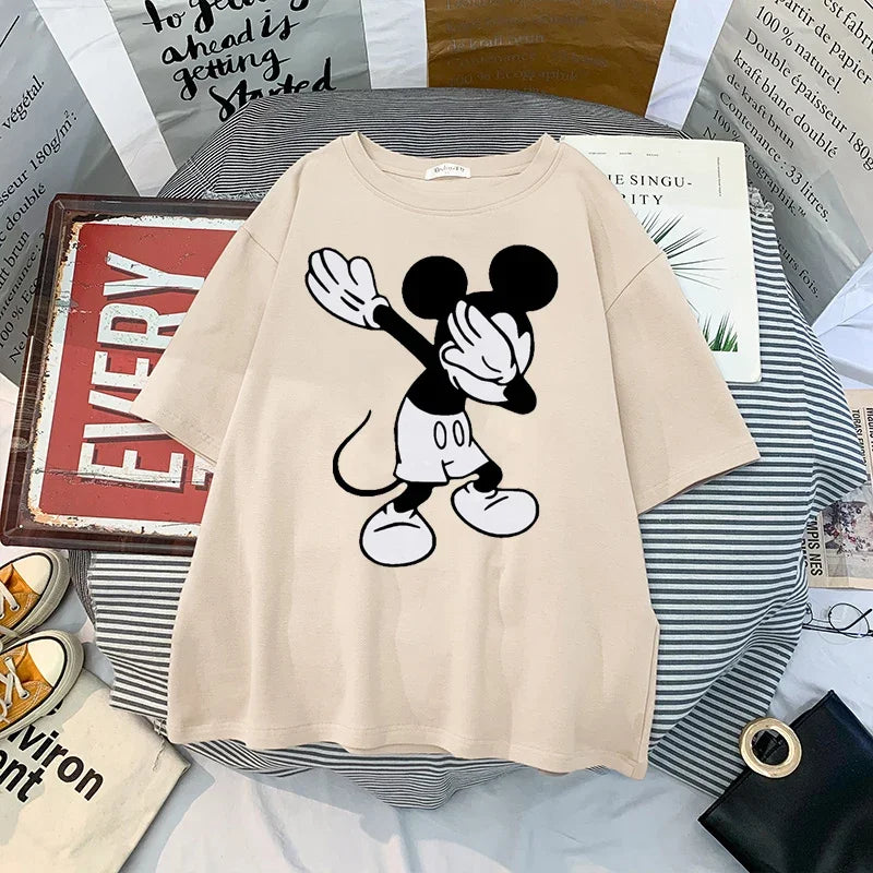 Anime Women Kawaii Mickey Mouse T Shirt Men Cute Minnie Mouse T-shirt Unisex Couple Tshirt Graphic Top Tees Male Female