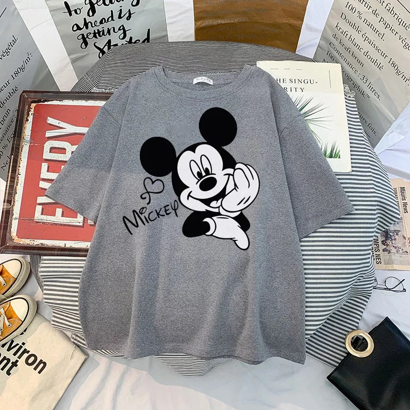 Anime Women Kawaii Mickey Mouse T Shirt Men Cute Minnie Mouse T-shirt Unisex Couple Tshirt Graphic Top Tees Male Female