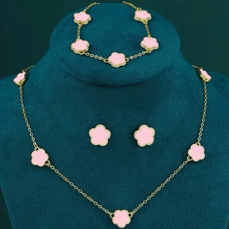 Exquisite Cherry Red Necklace And Earring Set For Women Fashionable Personalized Daily Accessory Party Jewelry Birthday Gifts