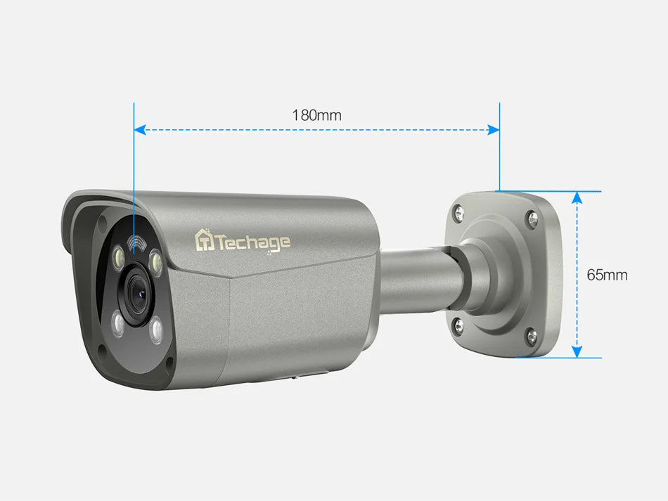 Techage 4MP 5MP 4K Security Metal POE IP Camera H.265 Outdoor Two Way Audio Video Surveillance AI IP Camera for NVR System