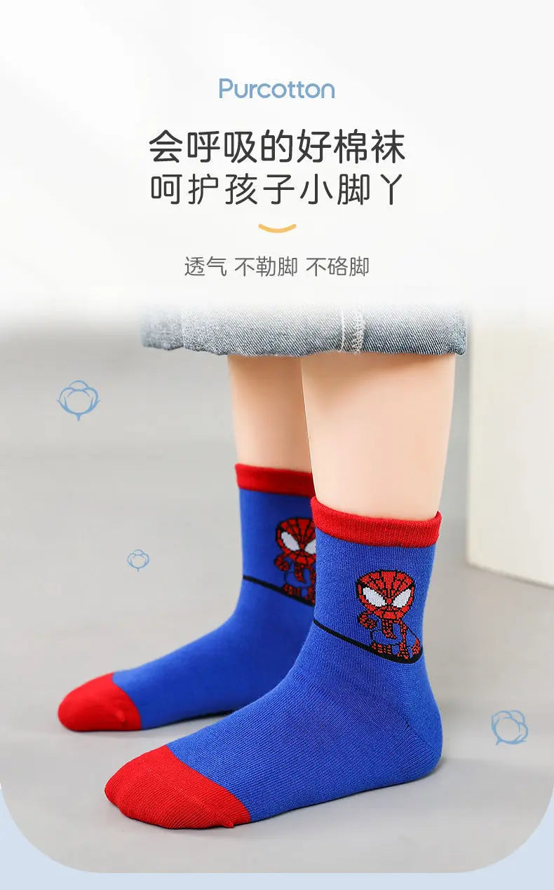 Disney Baby Socks Spiderman Cartoon Anime Hero Cotton Boys Tube Socks Children Autumn Winter Kids Socks Random 1pair