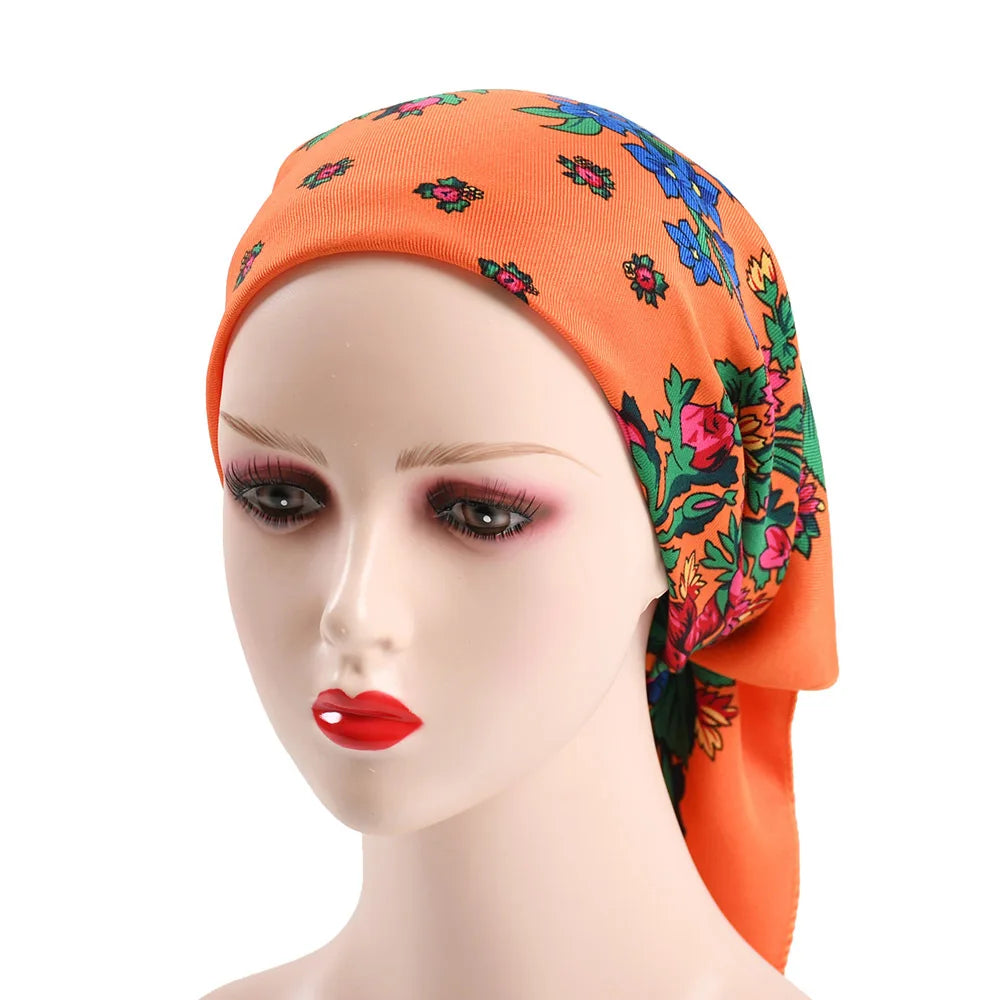 70*70cm Russian Style Square Scarf Women Luxury Floral Print Bnadana Headband Scarves Babushka Handkerchief Head Wraps