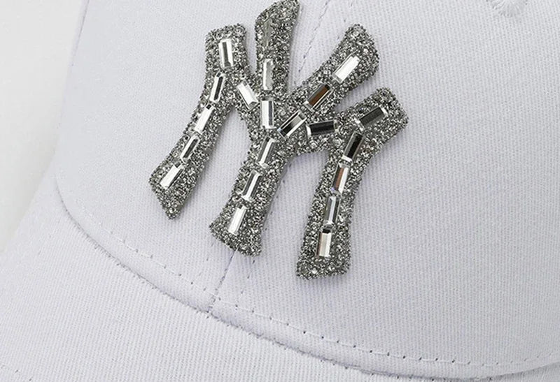Women Cotton Solid Color Baseball Cap Men Classic Retro Diamond Letters Adjustable Sun Hat Summer Sports Leisure Snapback Caps