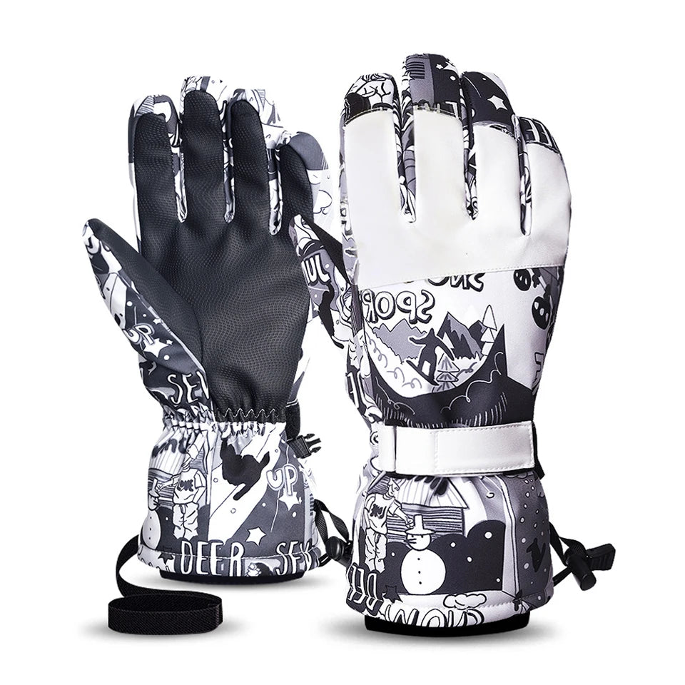 LOOGDEEL Ski Gloves Warm Winter Snowmobile Snow Snowboard Thermal Gloves Waterproof Touchscreen Function Windproof Plush Mittens
