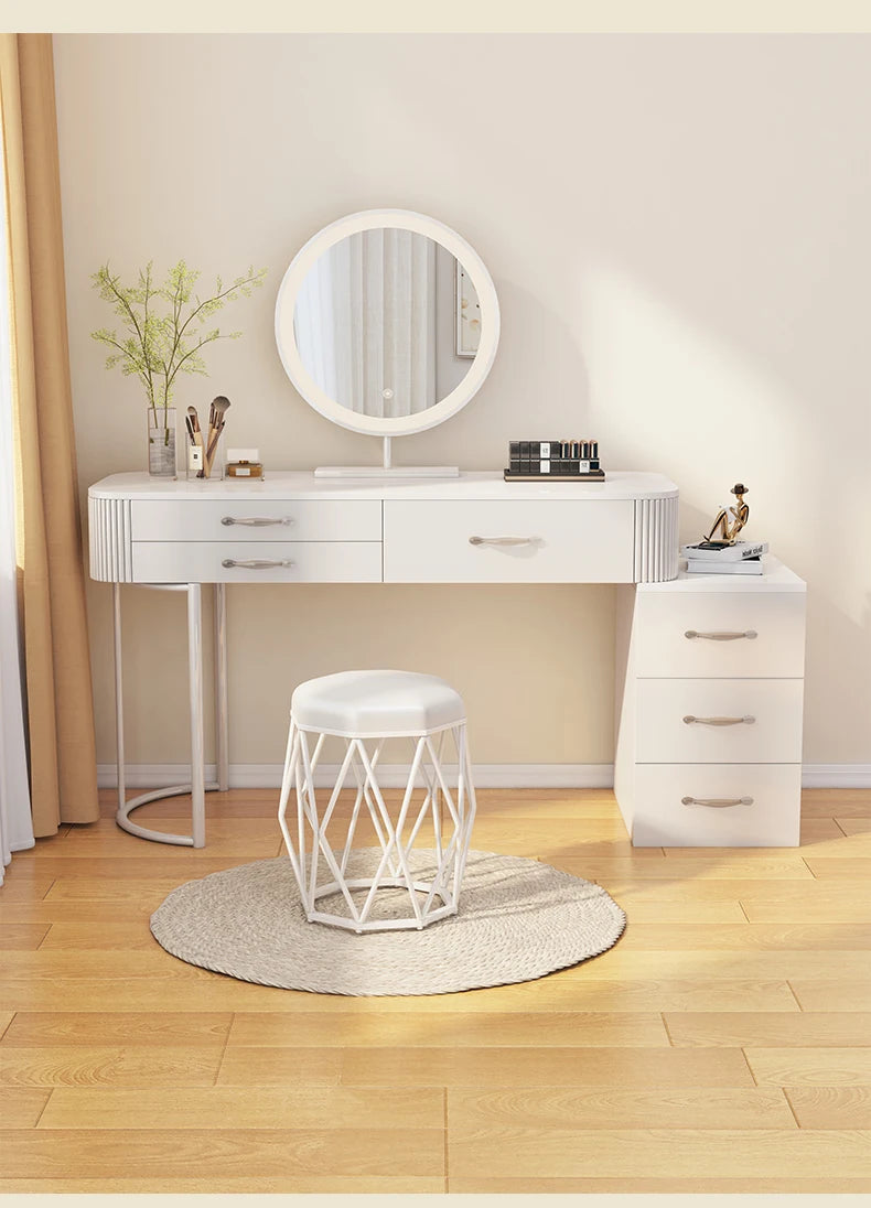 Cream wind small apartment dresser storage cabinet integrated white Nordic simple dressing table Internet celebrity glass makeup