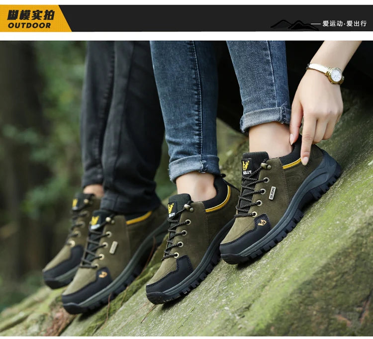 High Quality Outdoor Walking Sneakers Rubber Sole Suede Leather Men Hiking Shoes Durable Leather Climbing Shoes Zapatillas 36-47