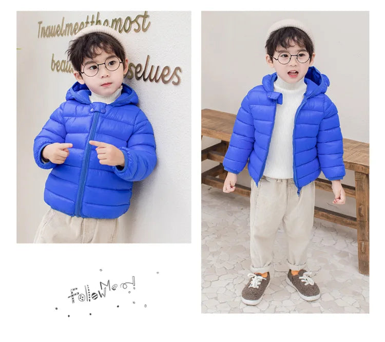 Cute Baby Girls Winter Clothes Kids Light Down Coats with Ear Hoodie Spring Girl Jacket Toddler Children Clothing for Boys Coat