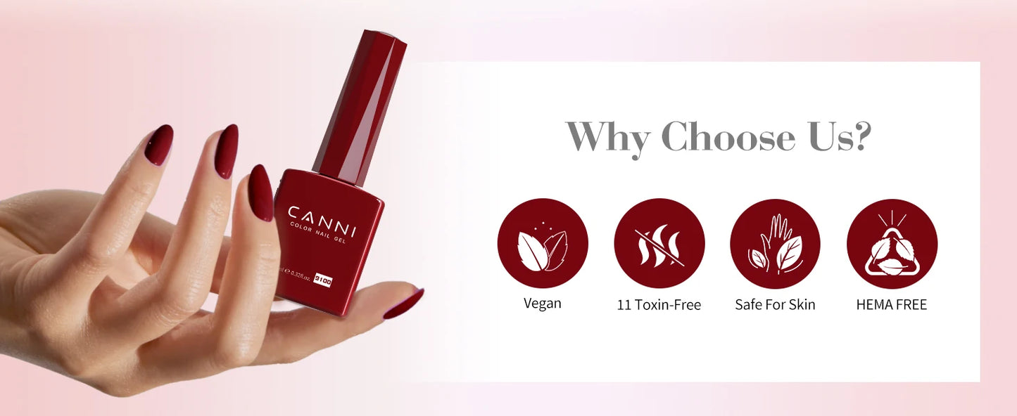 CANNI 6pcs/Lot UV LED Nail Gel Polish HEMA FREE Colorful High gloss Fashionable Unique Deep Red Velvet Reverie Kit 9ml Set-2309