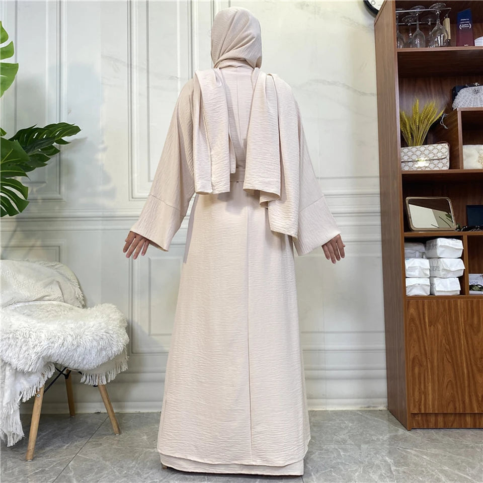 Abaya Women Muslim Long Dresses African Open Kaftan Dubai Turkey 2 Piece Set Luxury Islam Morocco Clothing Caftan Fashion Modest