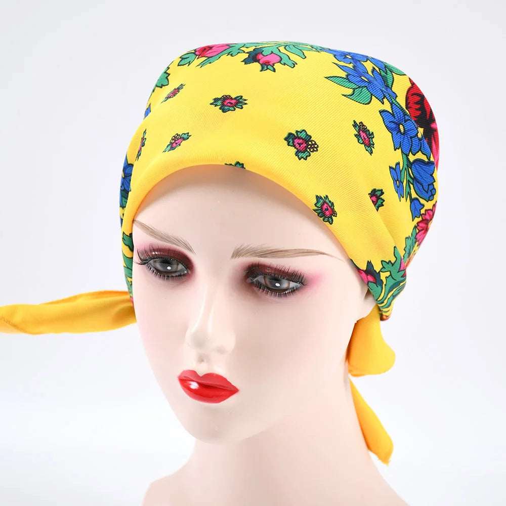 70*70cm Russian Style Square Scarf Women Luxury Floral Print Bnadana Headband Scarves Babushka Handkerchief Head Wraps