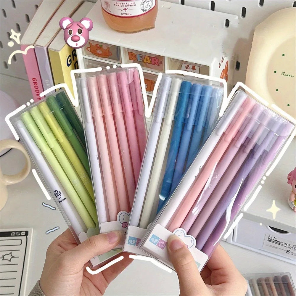 6Pcs Creative Cute Morandi Color Gel Pen Kawaii Quick Drying Student Writing Ballpoint Pen School Office Stationery Supplies