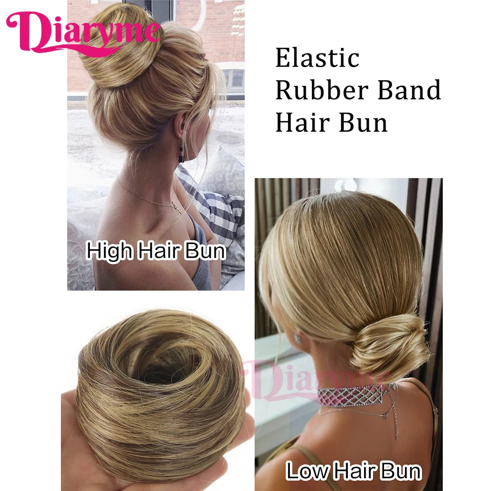 Synthetic Hair Bun Woman Straight Updo hair tie Elastic Rubber Band Chignon Hairpiece Extensions Hair Bands Natural Hairpiece fo