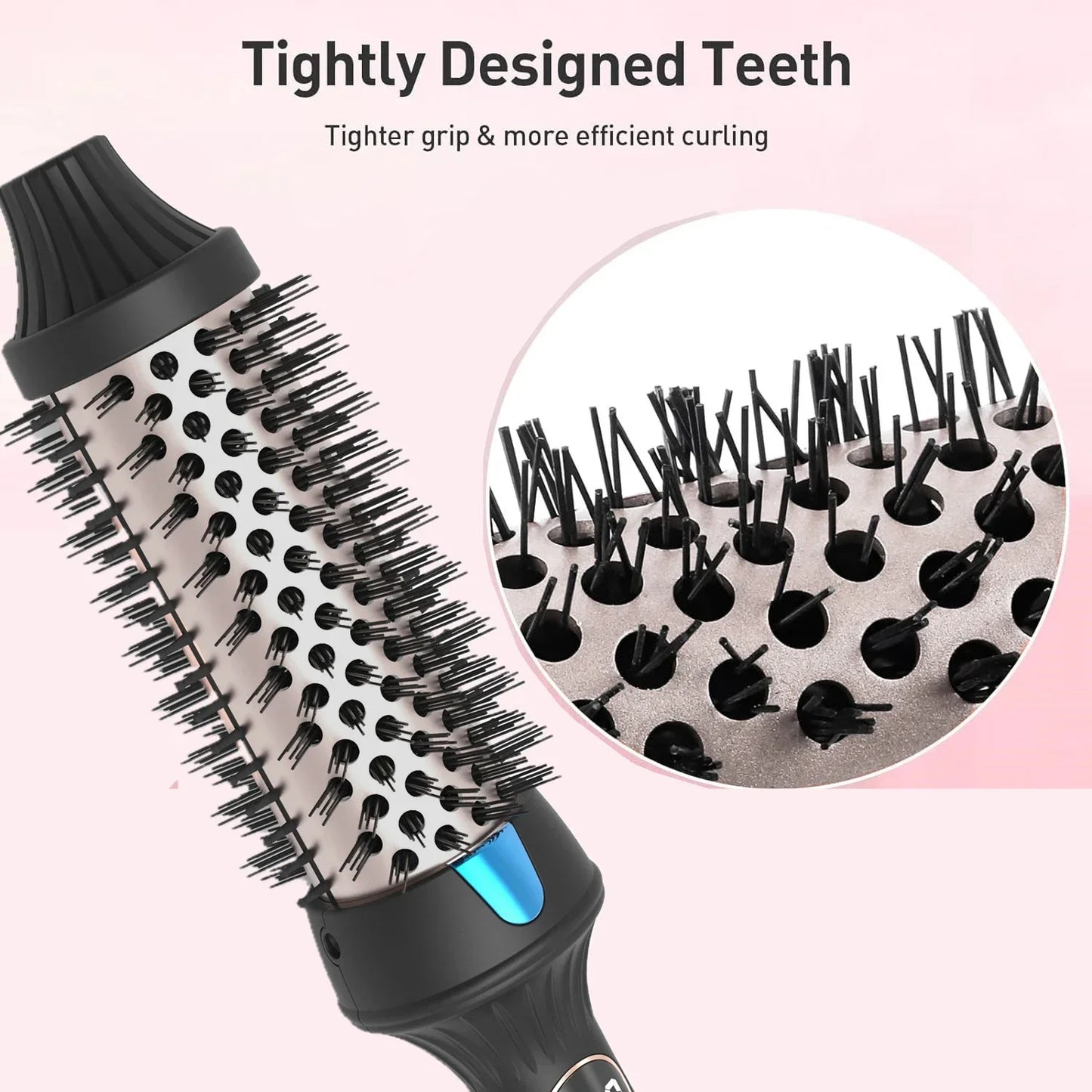Thermal Brush 1.5 Inch Heated Curling Brush Ceramic Curling Iron Volumizing Brush Heating Round Travel Hair Curler Comb