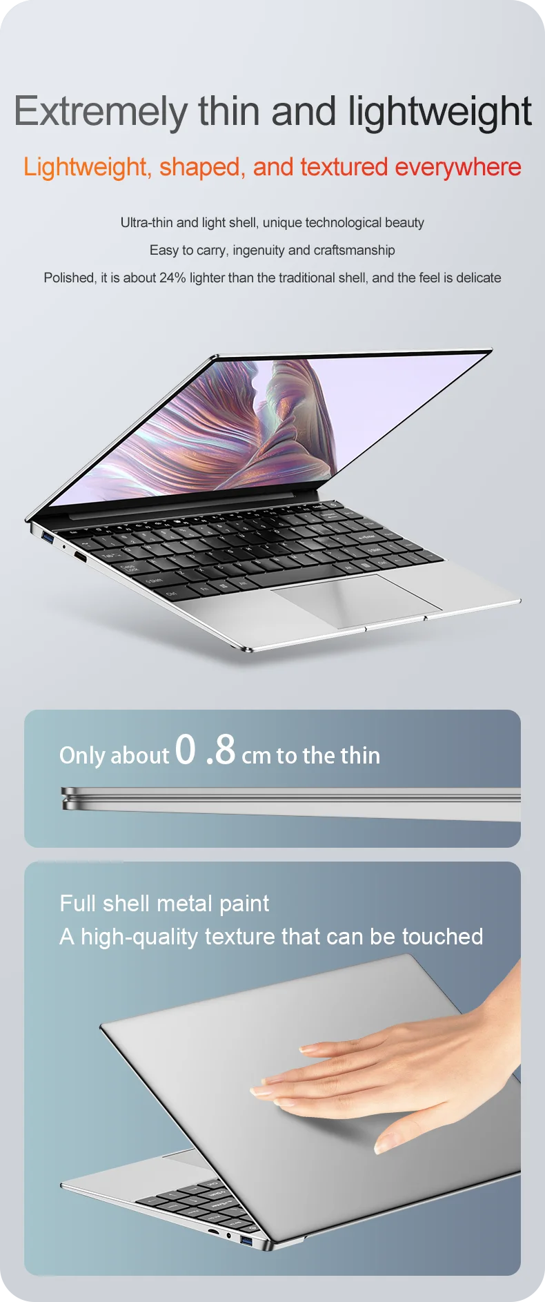 Ultra Slim Laptop 14.1" 16GB RAM 2TB SSD Intel N3700 Notebook Gamer 1920*1080 Display Office Study Computer PC Windows 11 Pro