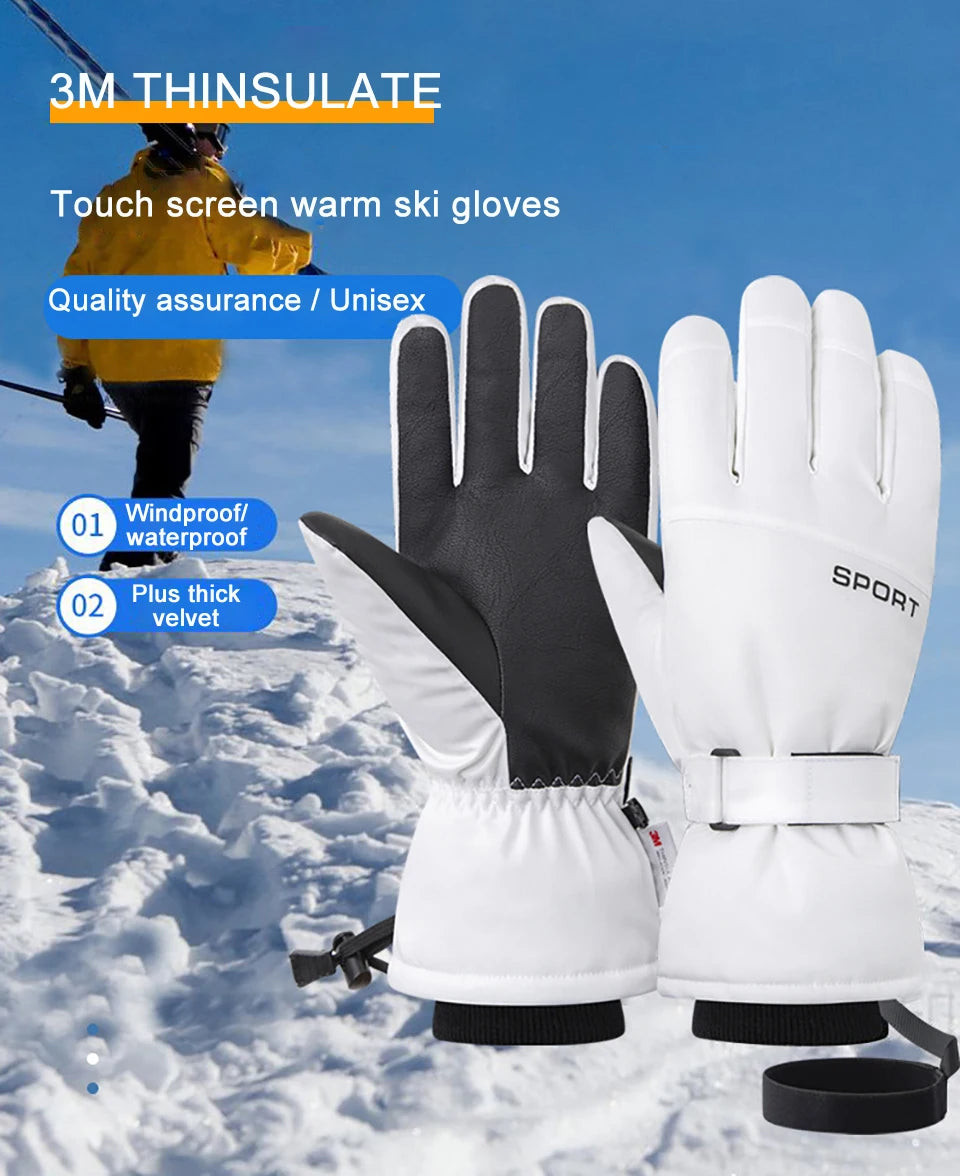 LOOGDEEL Ski Gloves Warm Winter Snowmobile Snow Snowboard Thermal Gloves Waterproof Touchscreen Function Windproof Plush Mittens