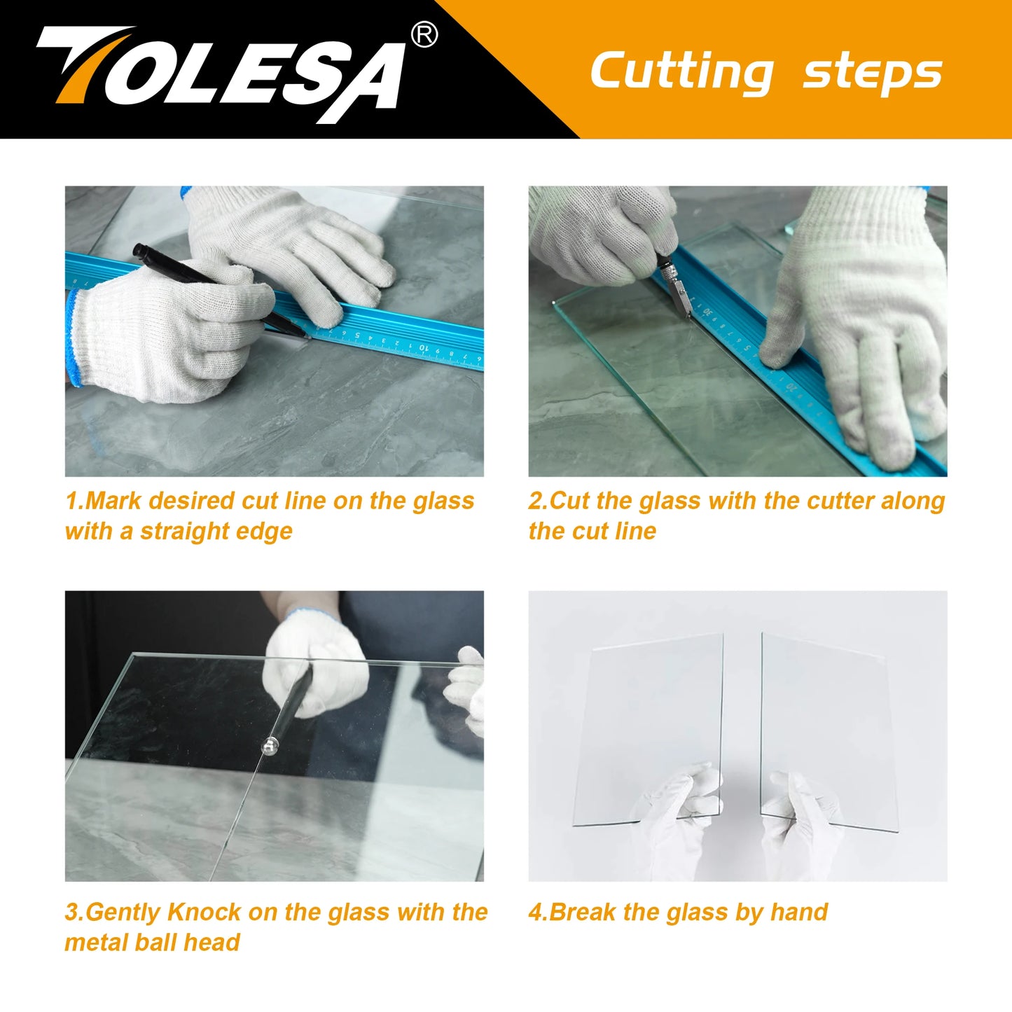 TOLESA Glass Cutter 2mm-20mm Kits, Glass Cutting Tool with Aotomatic Oil Feed and Box, Glass Cutter for Mirrors/Tiles/Mosaic