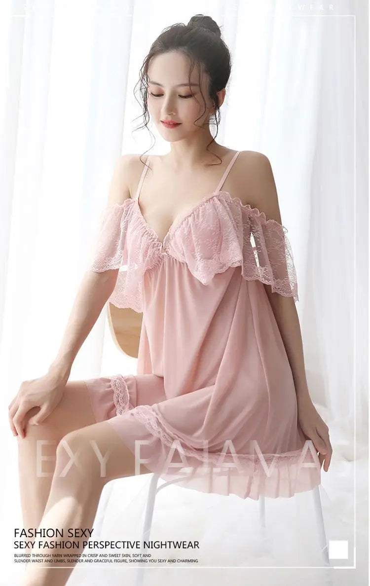 Sexy Women Nightwear Slip Dress Lace Women's Nightie Woman Night Very Sexuality Pyjama Special Zone Open Fancy Nightgown Slips