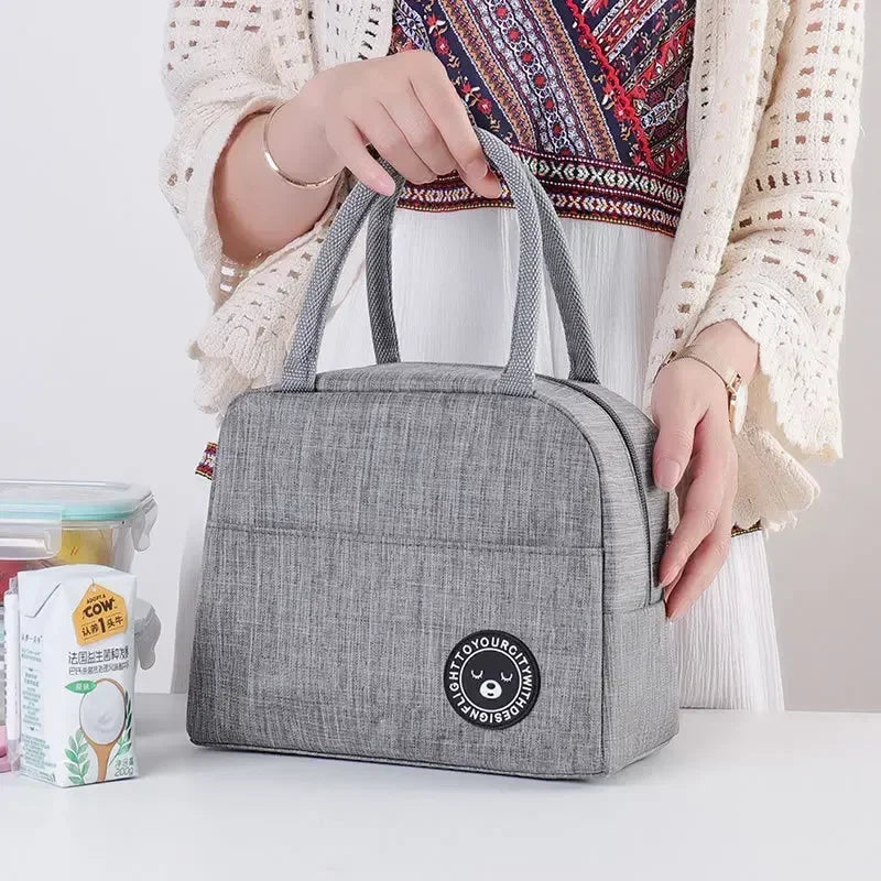 Lunch Box Picnic Travel Portable Food Storage Breakfast Thermal Food Bag Lunch Bag Handle Insulation Cooler Bag for Women Kid