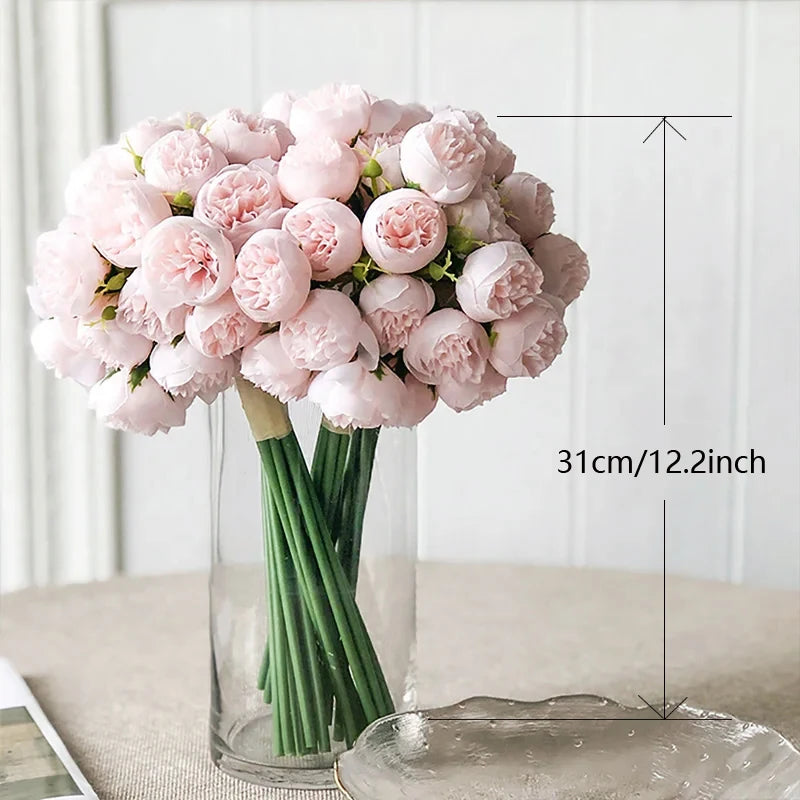 Peony Artificial Flowers Silk Bouquet 27 heads Roses Fake Flower for Table Vase Arrange Home Wedding Decoration Flowers