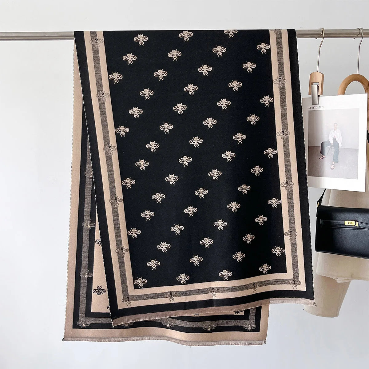 Luxury Brand Cashmere Women Floral Scarf Winter Warm Shawl and Wrap Bandana Pashmina Female Foulard Square Thick Blanket Poncho