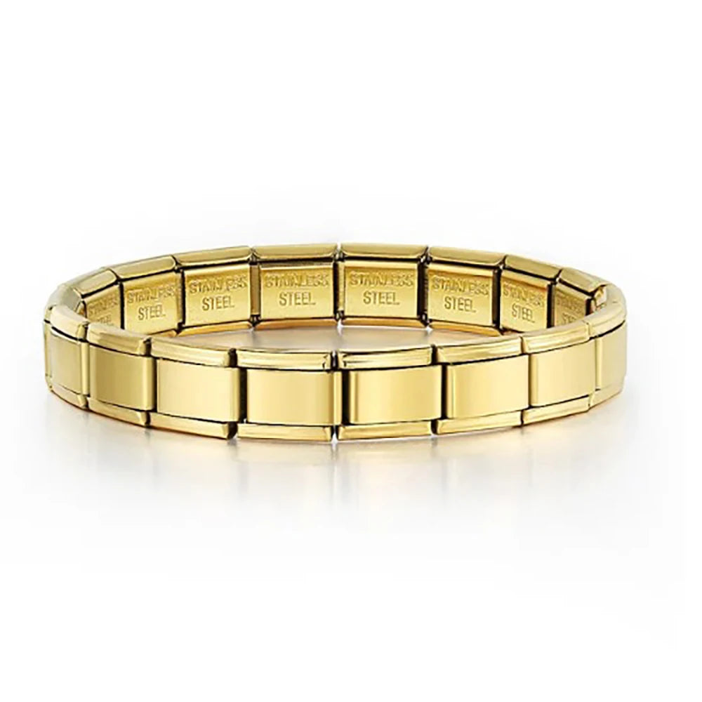 Italian Charm Bracelet Italian Modular Bracelet Block Elastic Splice Stainless Steel Bracelet for Men and Women