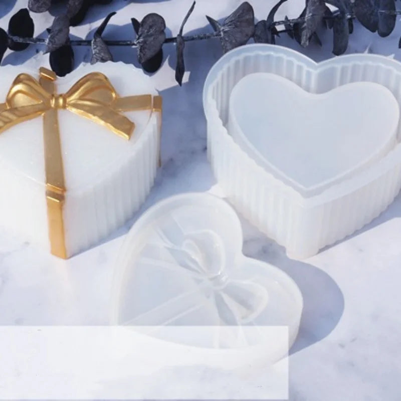 Love Storage Box Resin Crystal Silicone Mold DIY Bow Square Circular Oval Stripe Gift Gar Epoxy Mold Home Decoration Storage