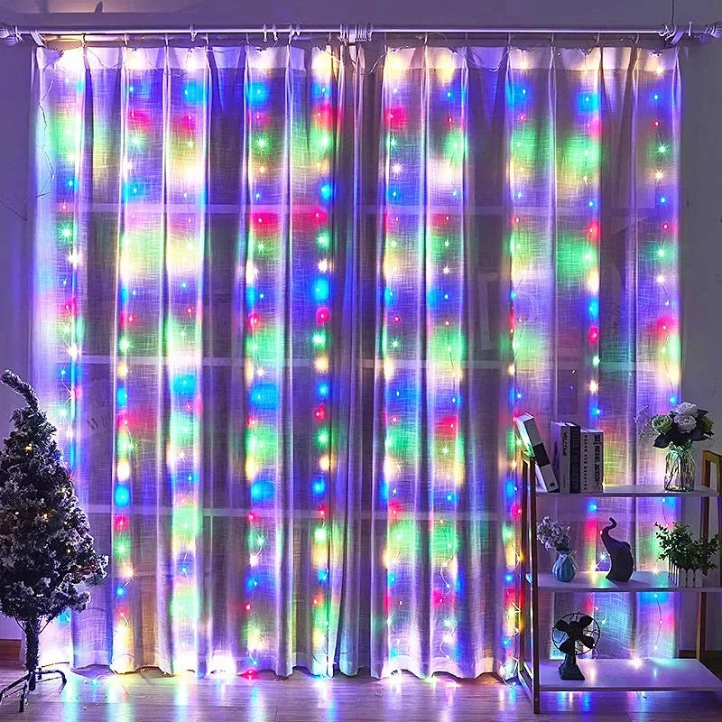 LED Garland Curtain Lights 8 Modes USB Remote Control Fairy Lights String Wedding Christmas Decor for Home Bedroom New Year Lamp