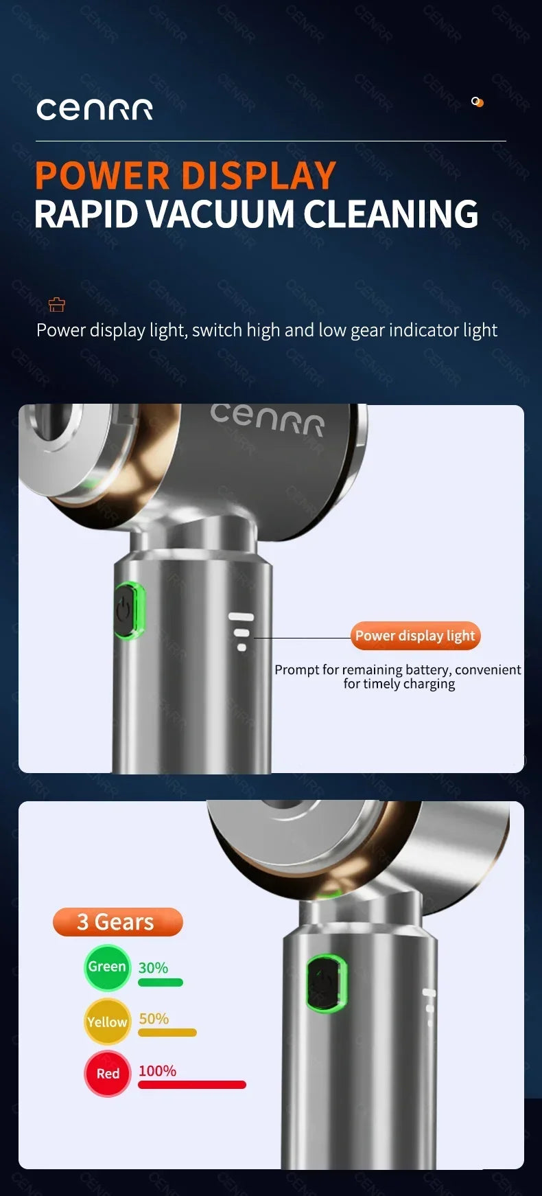 CENRR 360000PA Car Vacuum Cleaner Home Appliance Wireless Cleaner Portable HandHeld Powerful Vacuum Cleaner Cleaning Machine